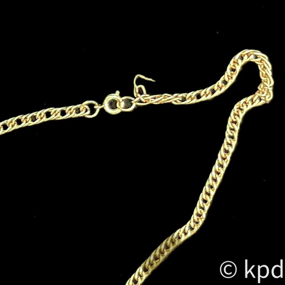 Vintage Mid Century Scrollwork Gold Tone Pendant Statement Necklace - Picture 7 of 10